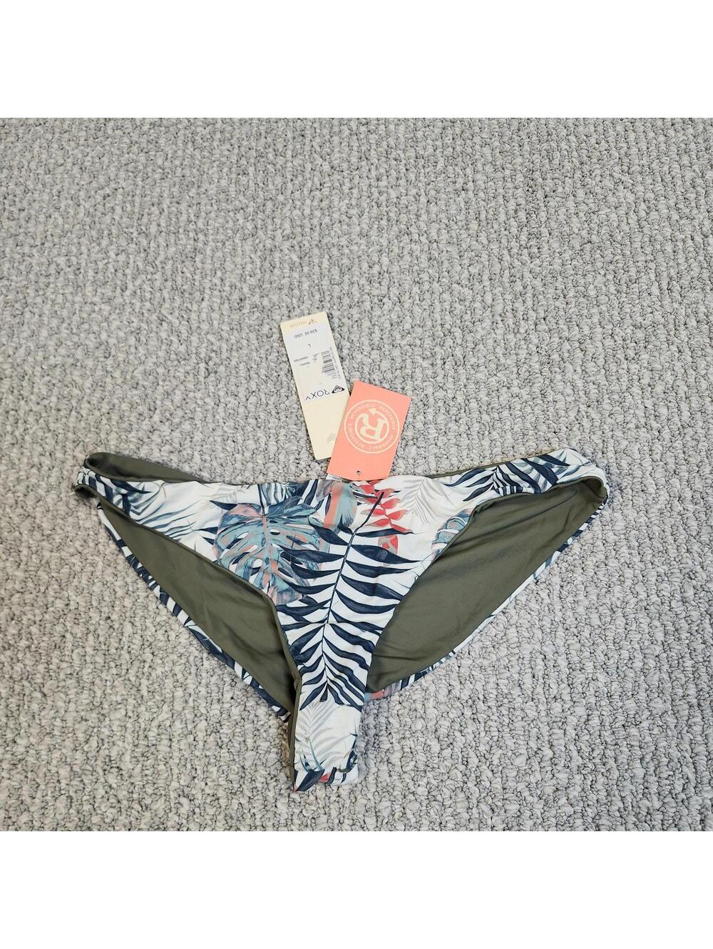 Roxy Women's Bikini Bottom Swimwear with Pink Floral Print Size Large NWT